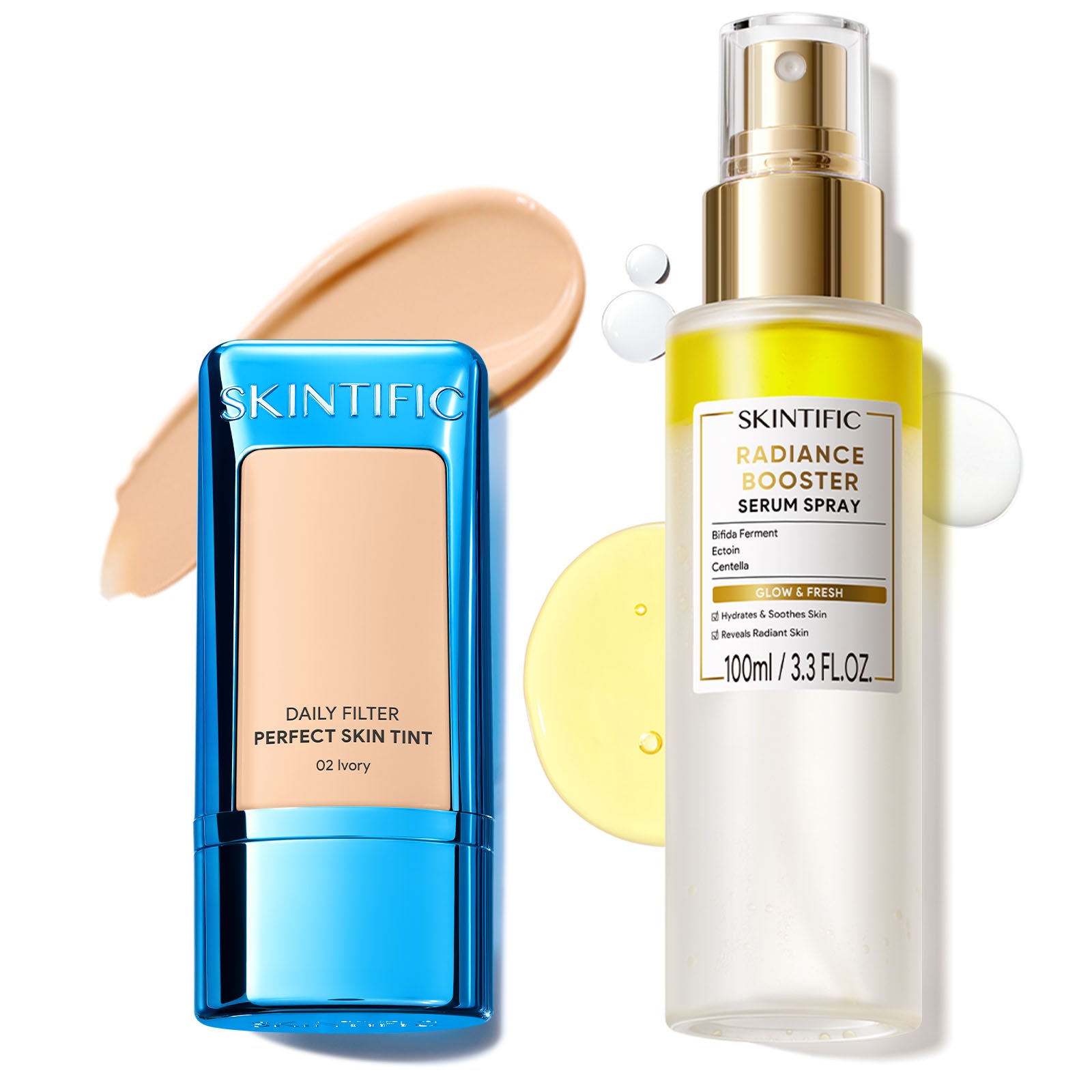 Feuchtigkeitsspendender Skin Tint und Glow Fixing Spray Set