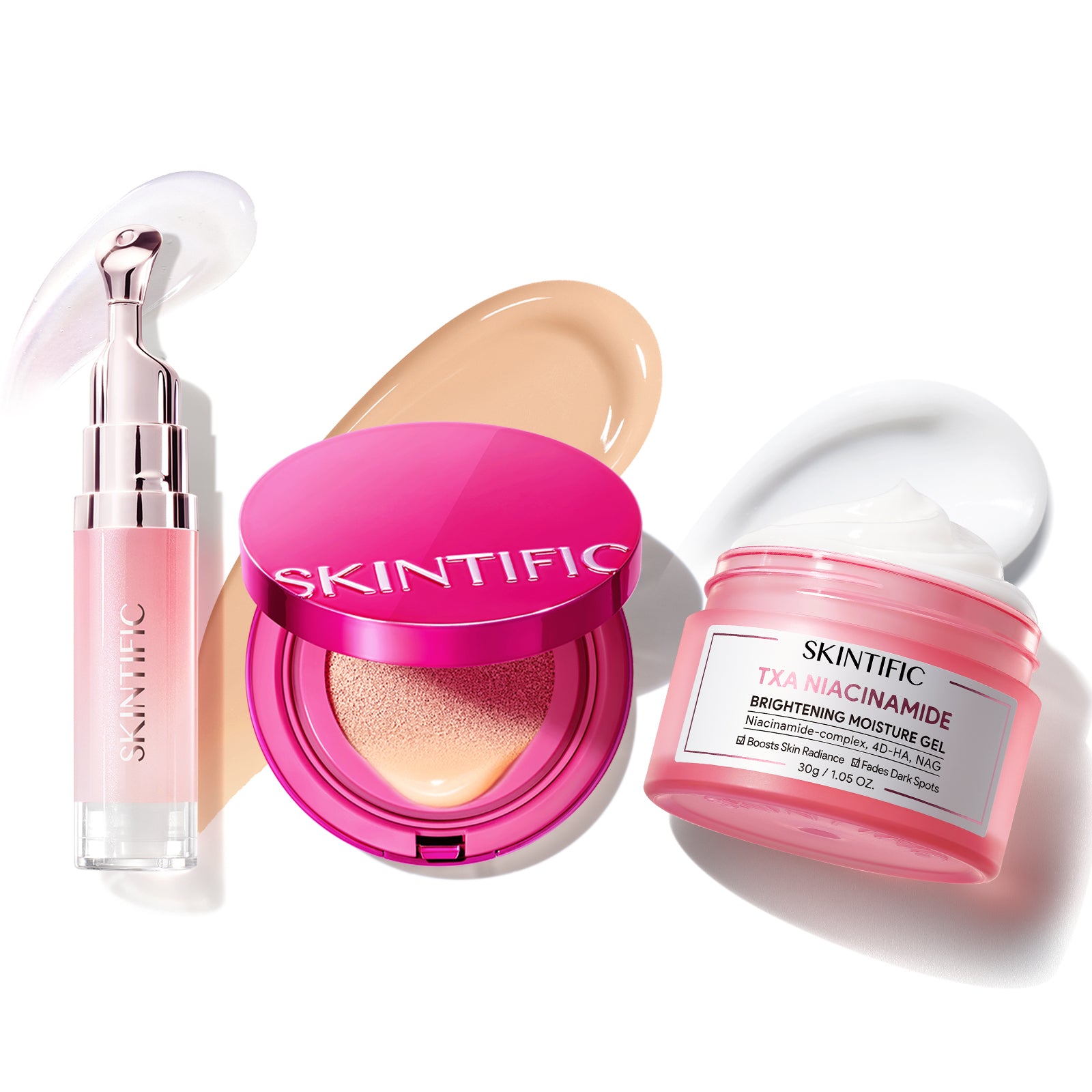 Aufhellendes Glow Cover Kissen + Lip Serum + Feuchtigkeitsgel 3-teiliges Set