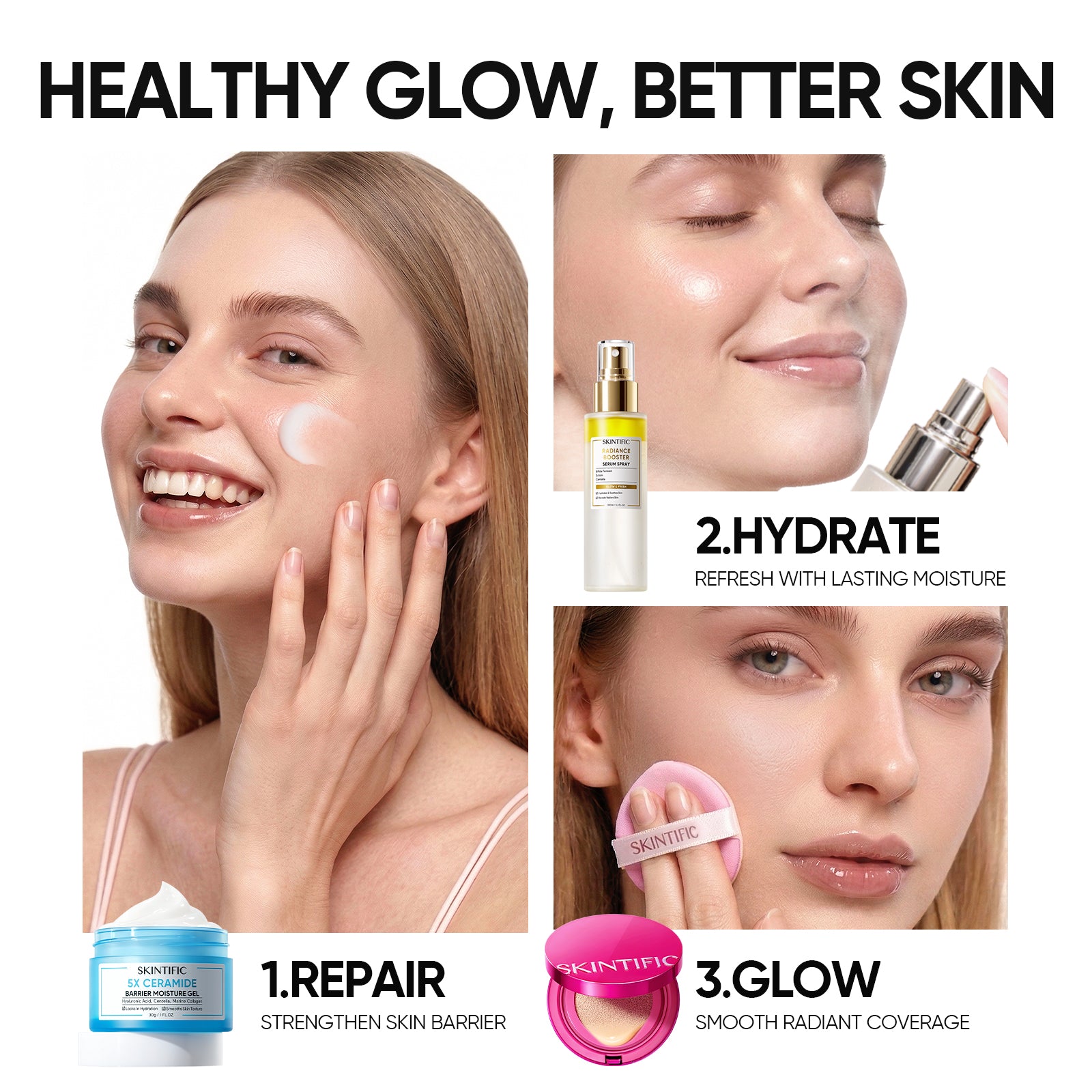 5X Ceramide Gel & Glow Cushion & Serum Spray 3pcs Set