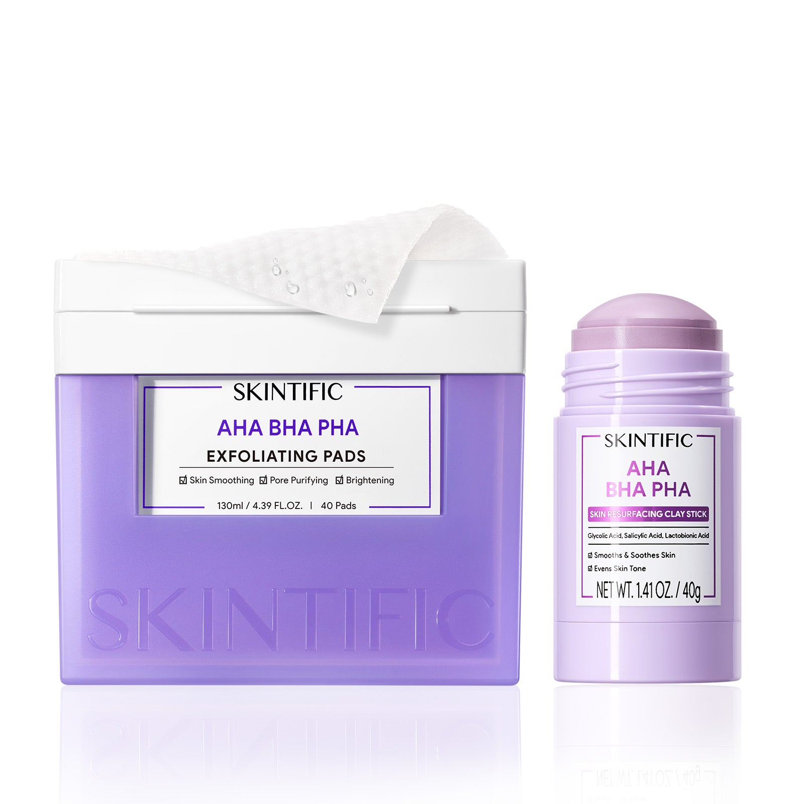 AHA BHA PHA Exfoliating Pads & Resurfacing Clay Stick Set