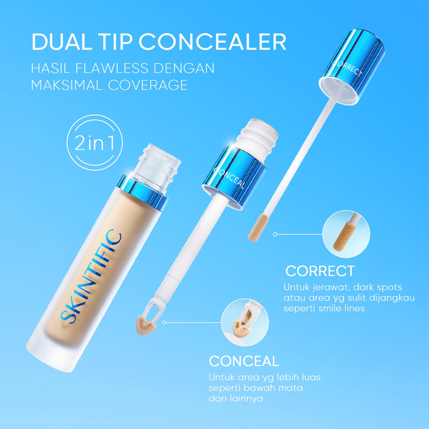 Concealer mit Doppelspitze, perfekter Serum-Concealer, 5 ml