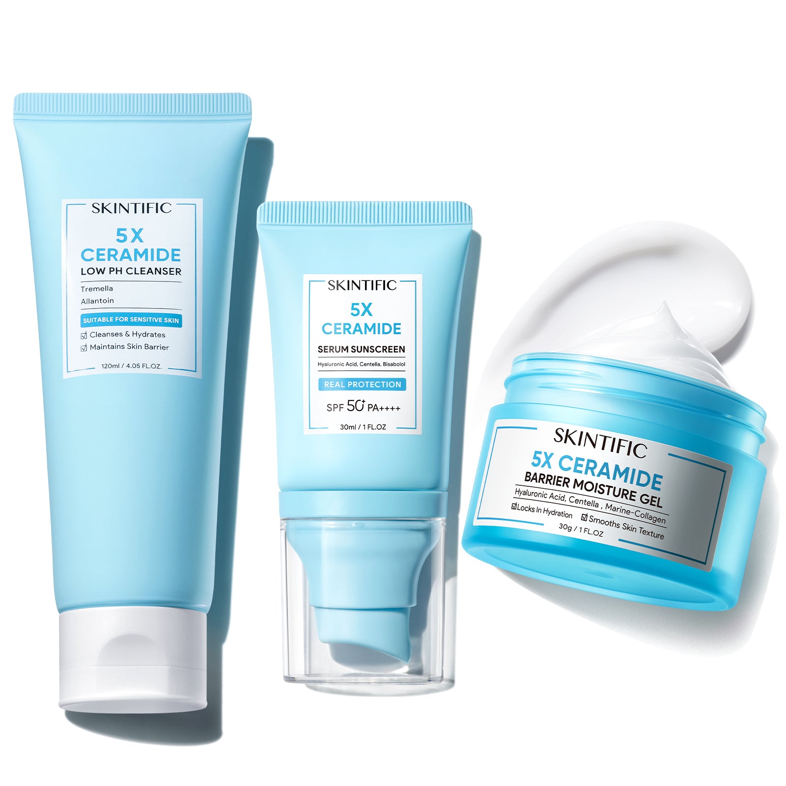 5X Ceramide Cleanser + Moisture Gel + Sunscreen 3pcs Set