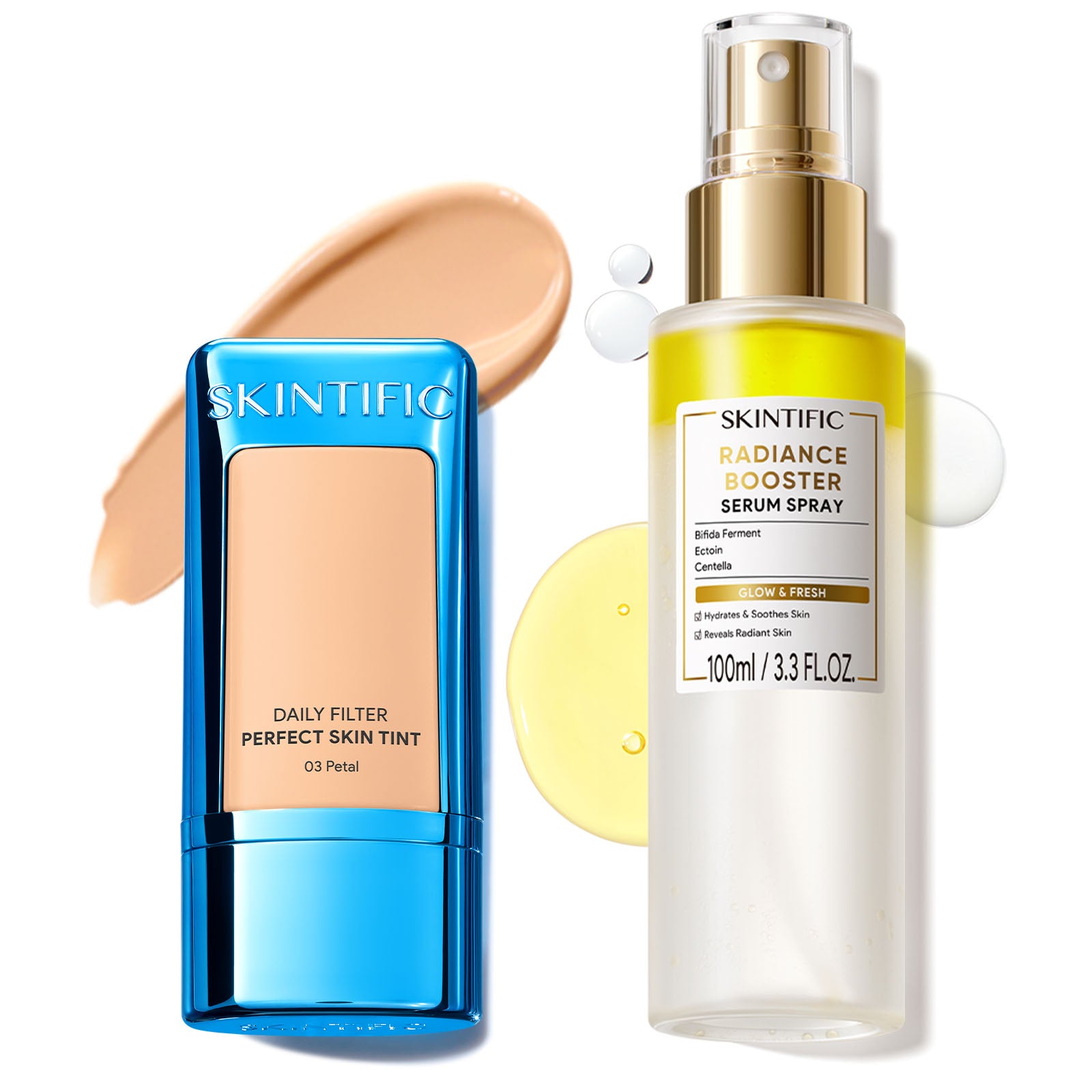 Feuchtigkeitsspendender Skin Tint und Glow Fixing Spray Set
