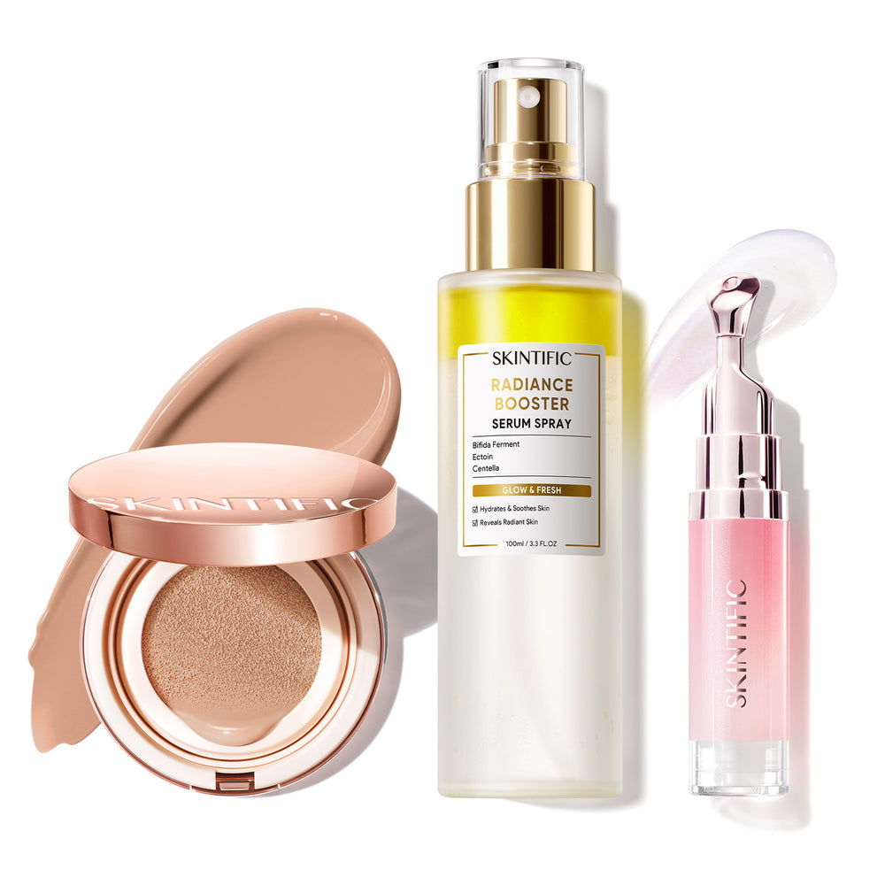 12-Hour Long-Lasting Cushion, Serum Spray & Lip Serum Set