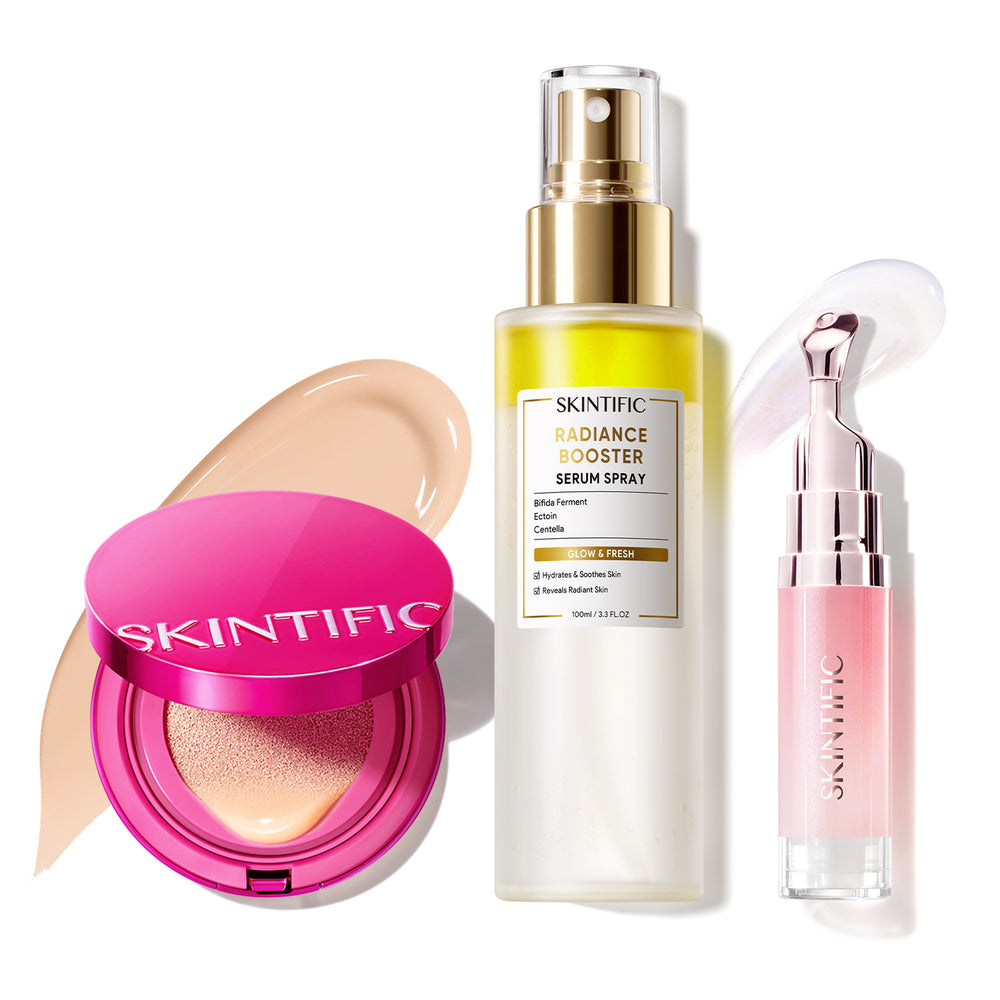 Glow Make-up-Set mit Cushion, Gesichtsspray & Lippenserum
