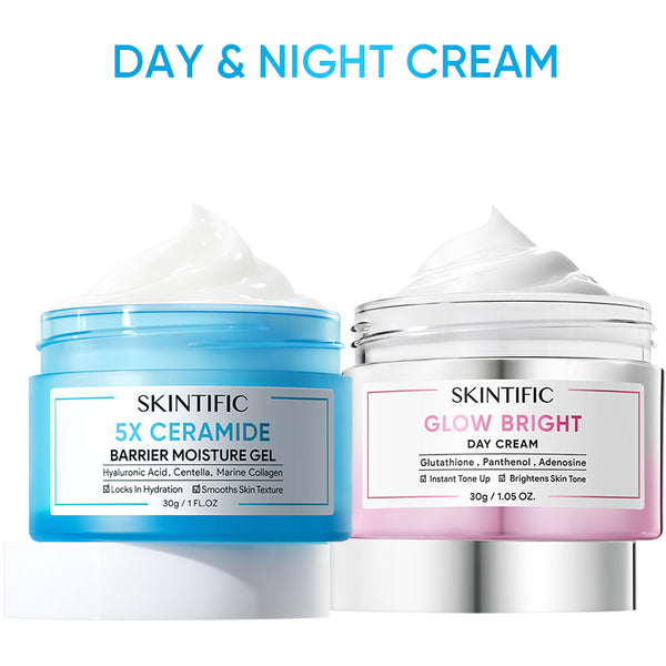 Tages- und Nachtcreme-Duo – Glow Bright Tagescreme & 5X Ceramide Barrier Repair Feuchtigkeitsgel